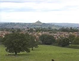 Glastonbury Tor as seen from Cockrod, Ivythorn Hill, close to Street youth hostel, 23.7 miles into the ride